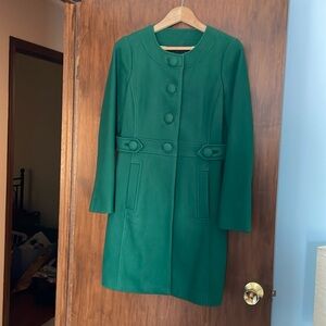 Banana republic vibrant dark green wool blend dress coat, size small